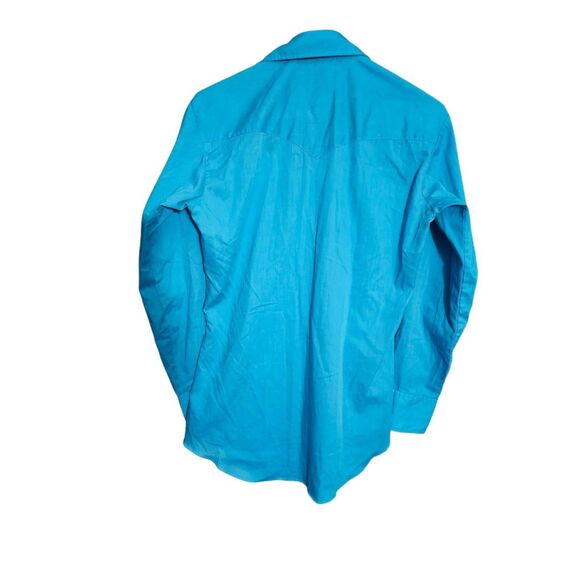 H Bar C Teal Pearl Snap Western Collared Shirt Vintage 14 1/2 Neck EUC - Picture 2 of 4